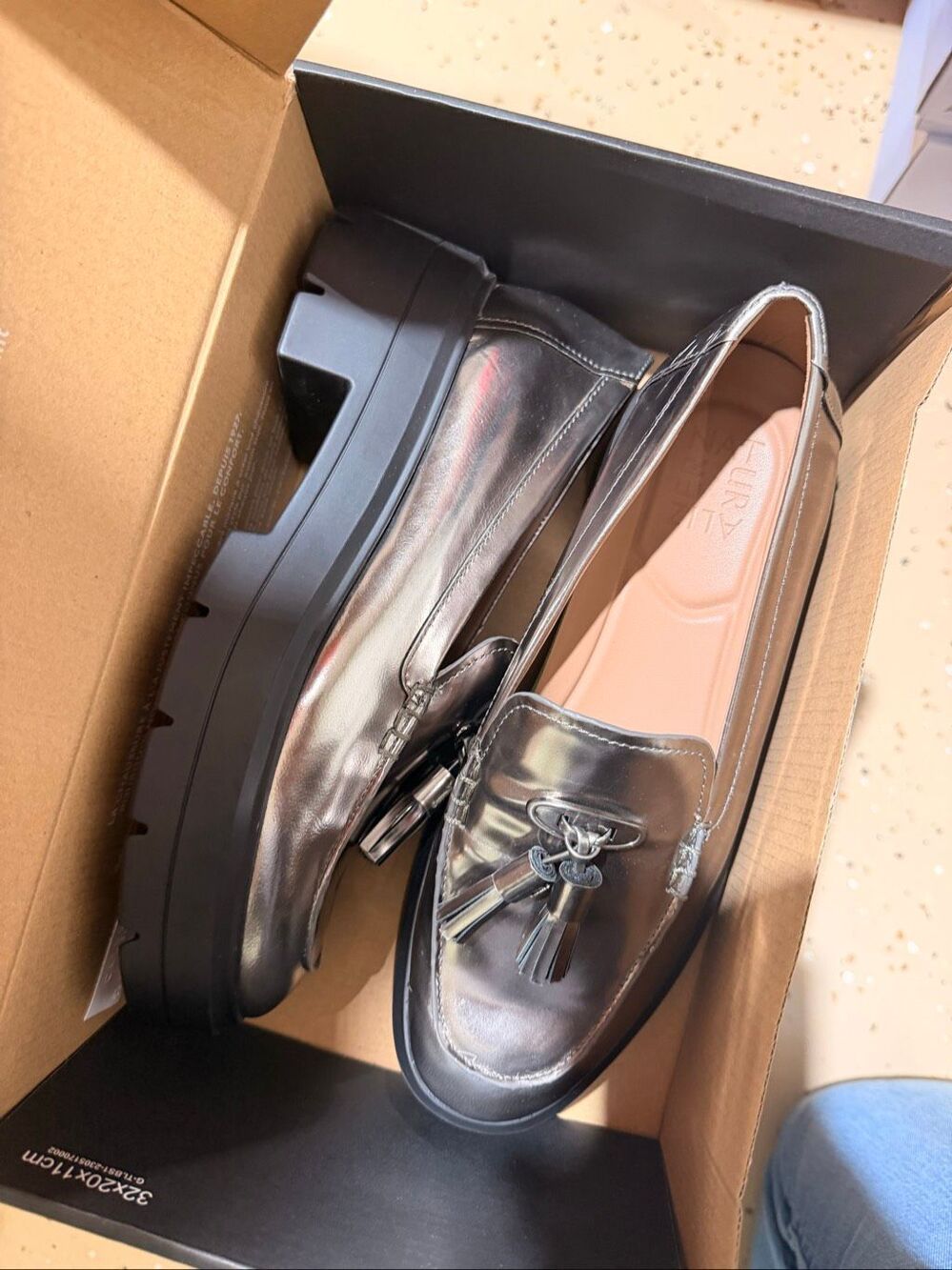 Naturalizer Nieves Chunky Comfort Slip-On Lug Sole Loafers Metallic Pewter 8 - Picture 7 of 8